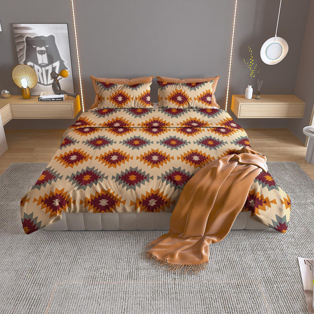 Navajo Tribal Southwestern Print Pattern Duvet Cover Bedding Set