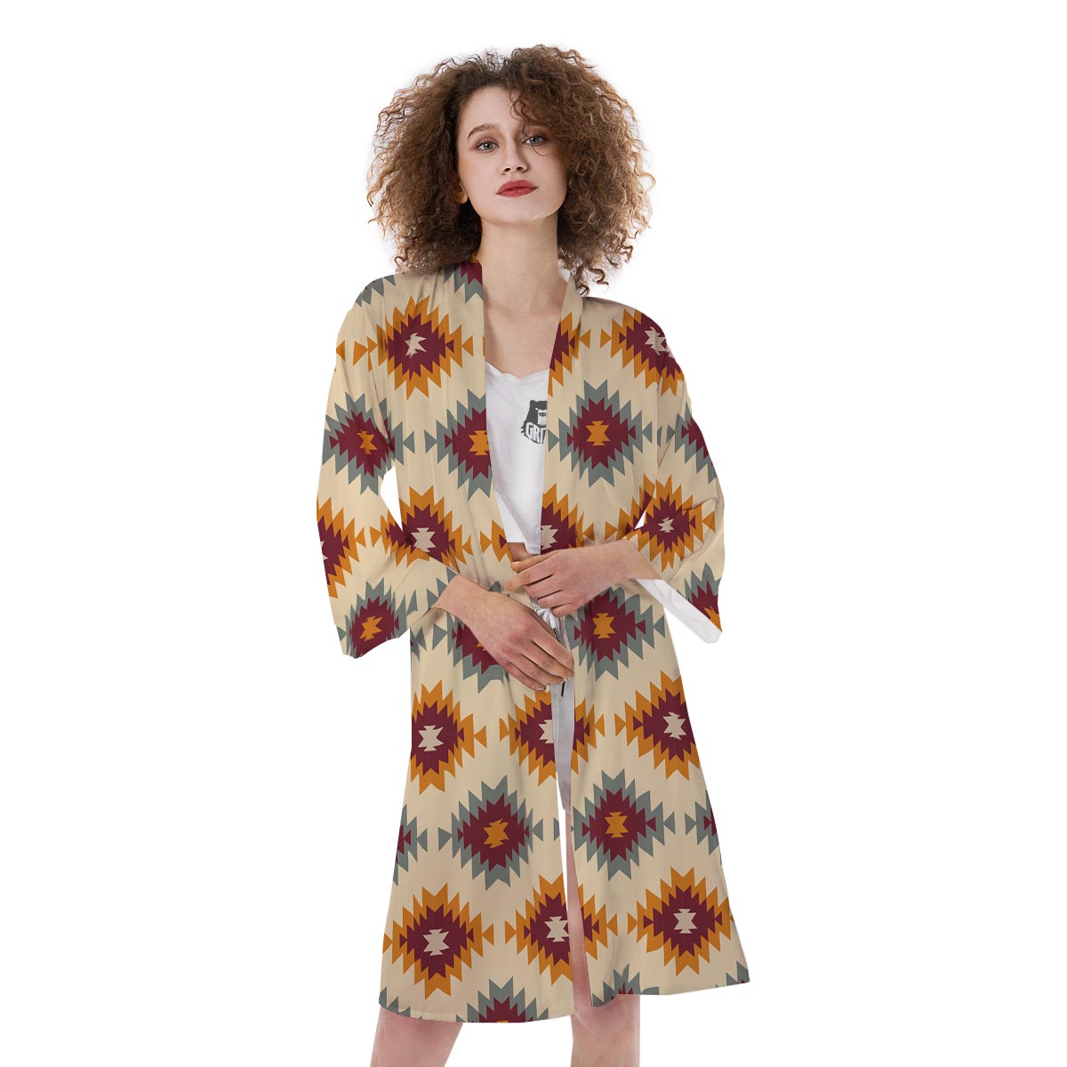 Navajo Tribal Southwestern Print Pattern Kimono-grizzshop