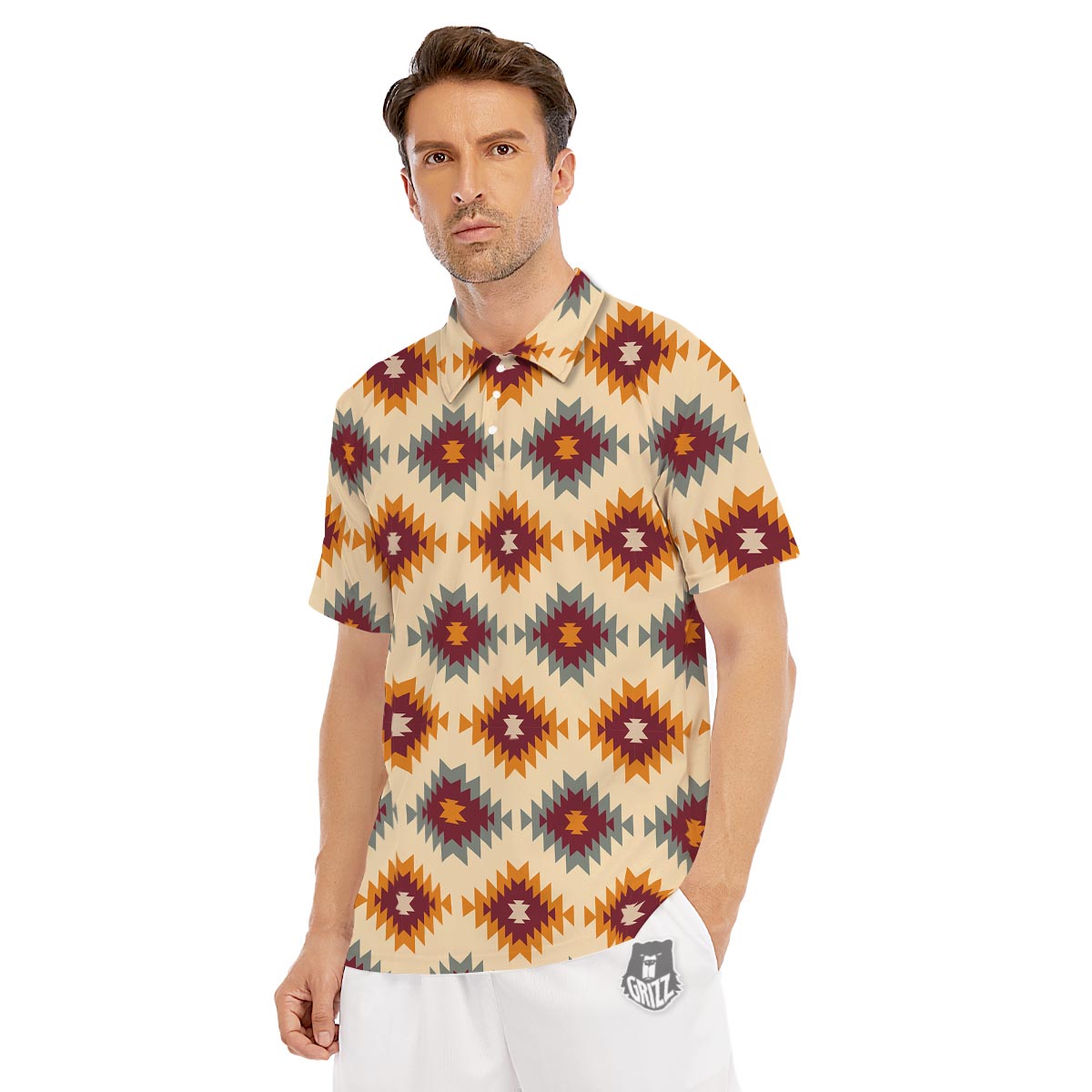 Navajo Tribal Southwestern Print Pattern Men's Golf Shirts-grizzshop