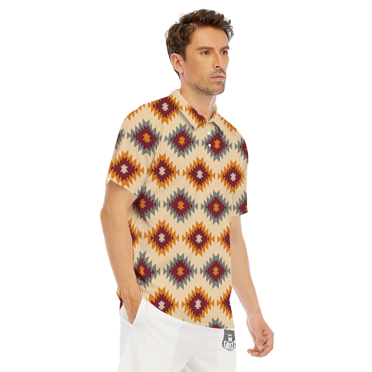 Navajo Tribal Southwestern Print Pattern Men's Golf Shirts-grizzshop