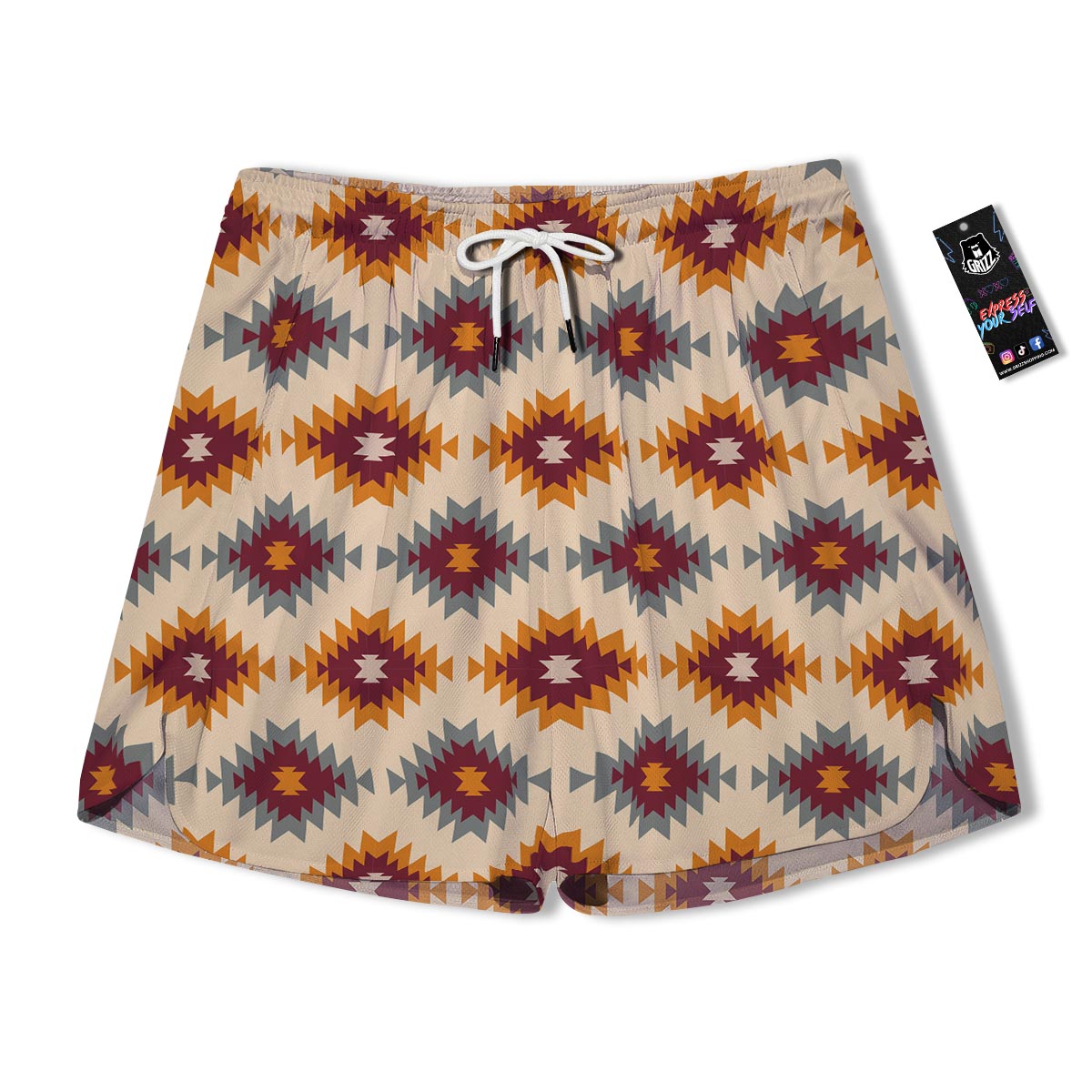 Navajo Tribal Southwestern Print Pattern Men's Running Shorts-grizzshop
