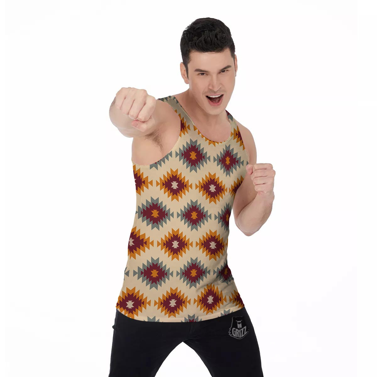 Navajo Tribal Southwestern Print Pattern Men's Tank Top-grizzshop