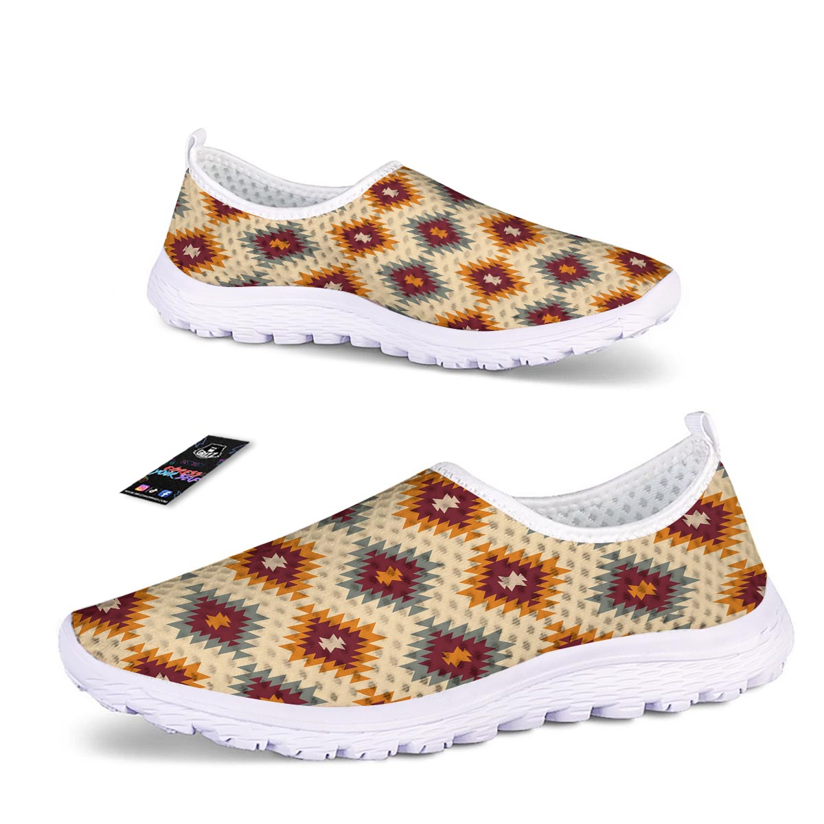Navajo Tribal Southwestern Print Pattern Nurse Shoes-grizzshop