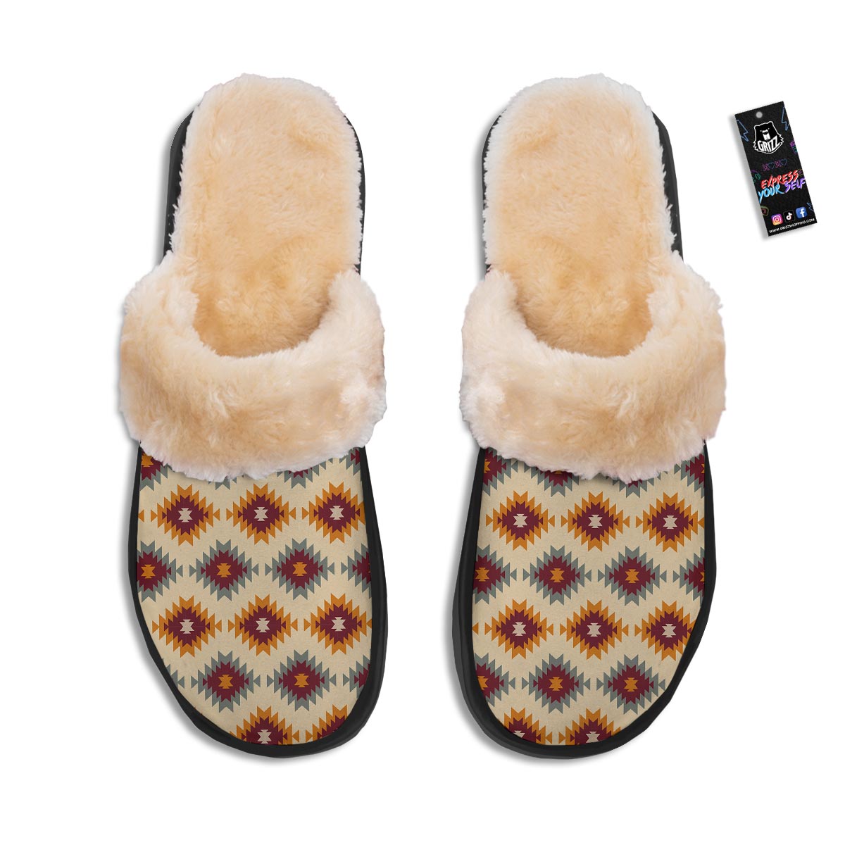 Navajo Tribal Southwestern Print Pattern Slippers-grizzshop