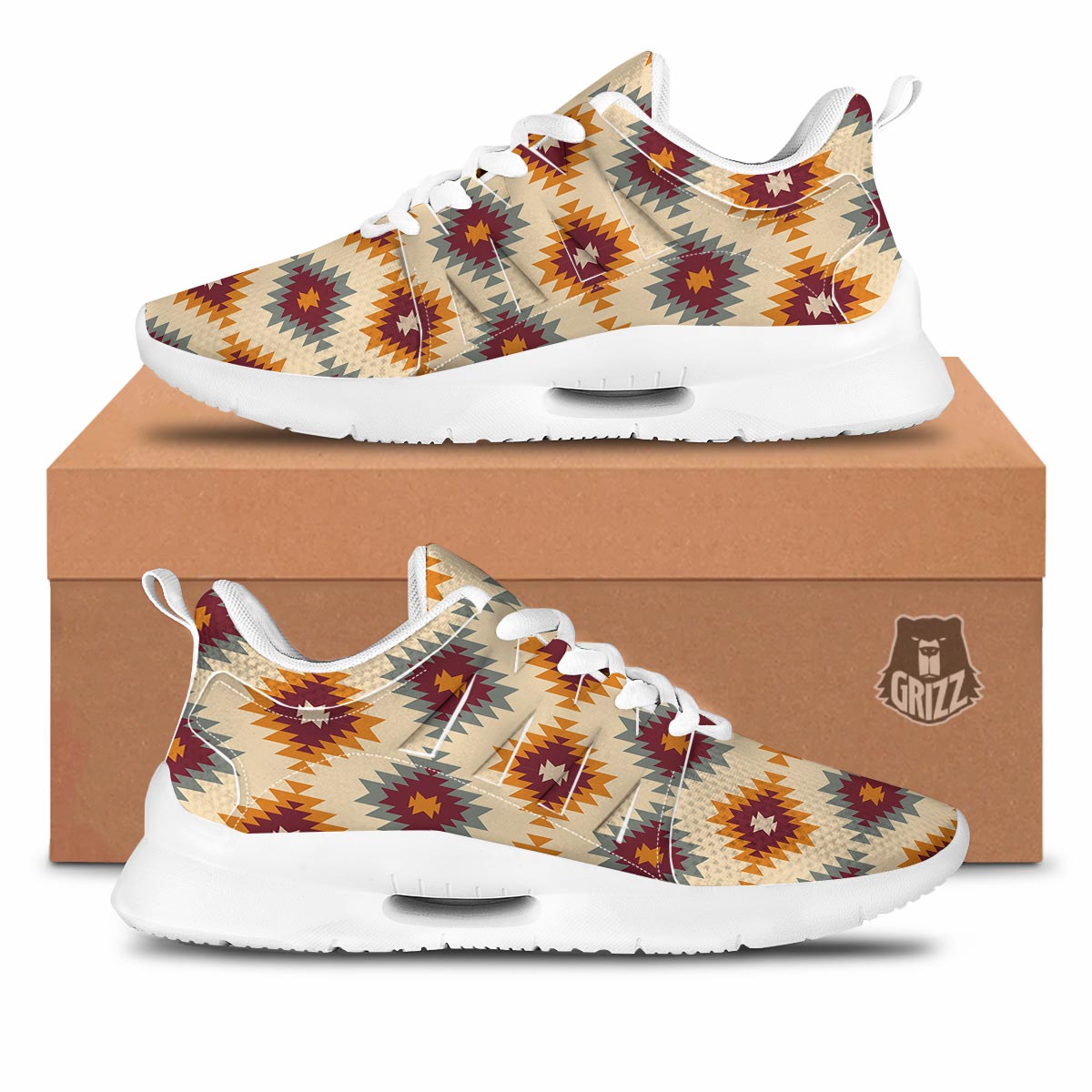 Navajo Tribal Southwestern Print Pattern Tennis Shoes-grizzshop