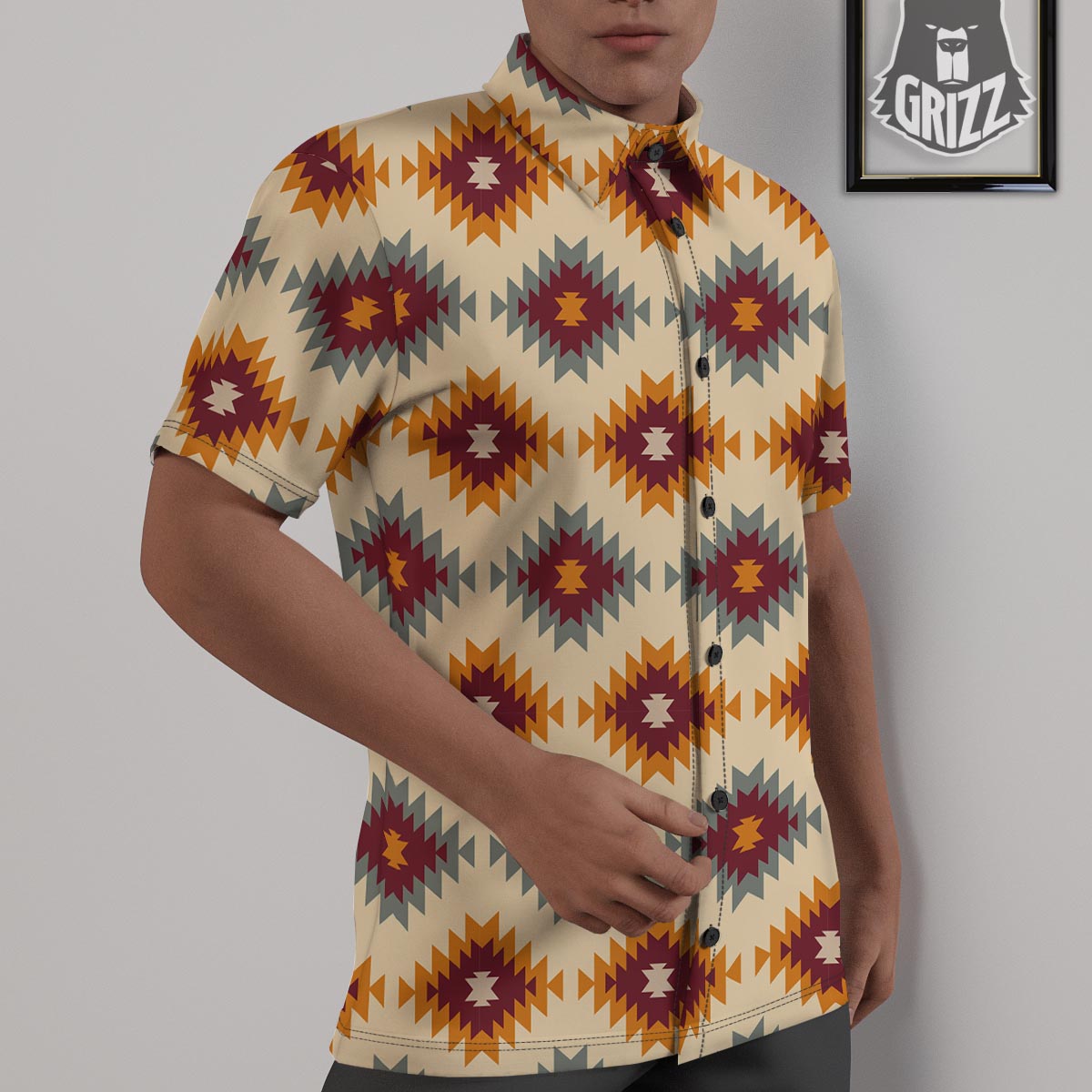 Navajo Tribal Southwestern Print Pattern Untucked Shirts-grizzshop