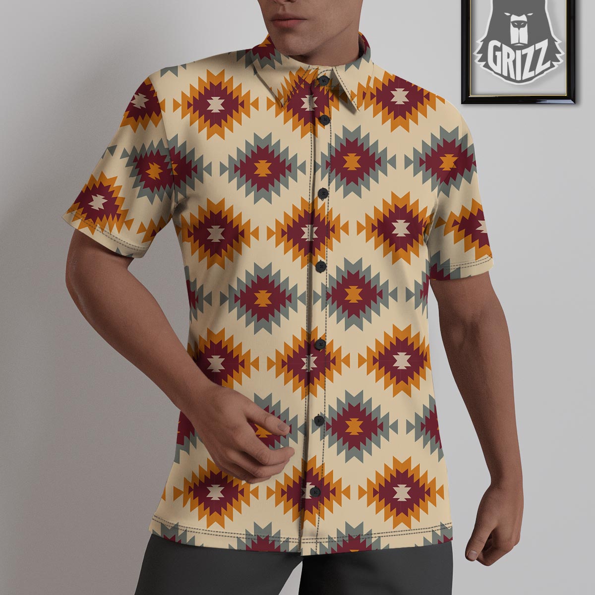Navajo Tribal Southwestern Print Pattern Untucked Shirts-grizzshop
