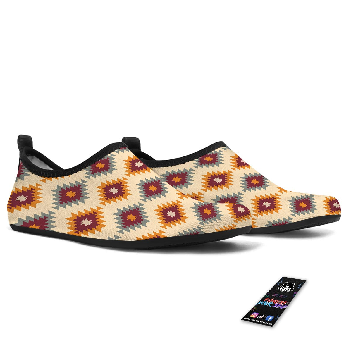 Navajo Tribal Southwestern Print Pattern Water Shoes-grizzshop