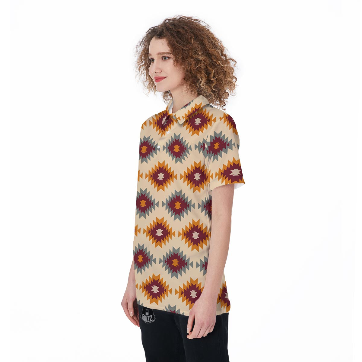 Navajo Tribal Southwestern Print Pattern Women's Golf Shirts-grizzshop