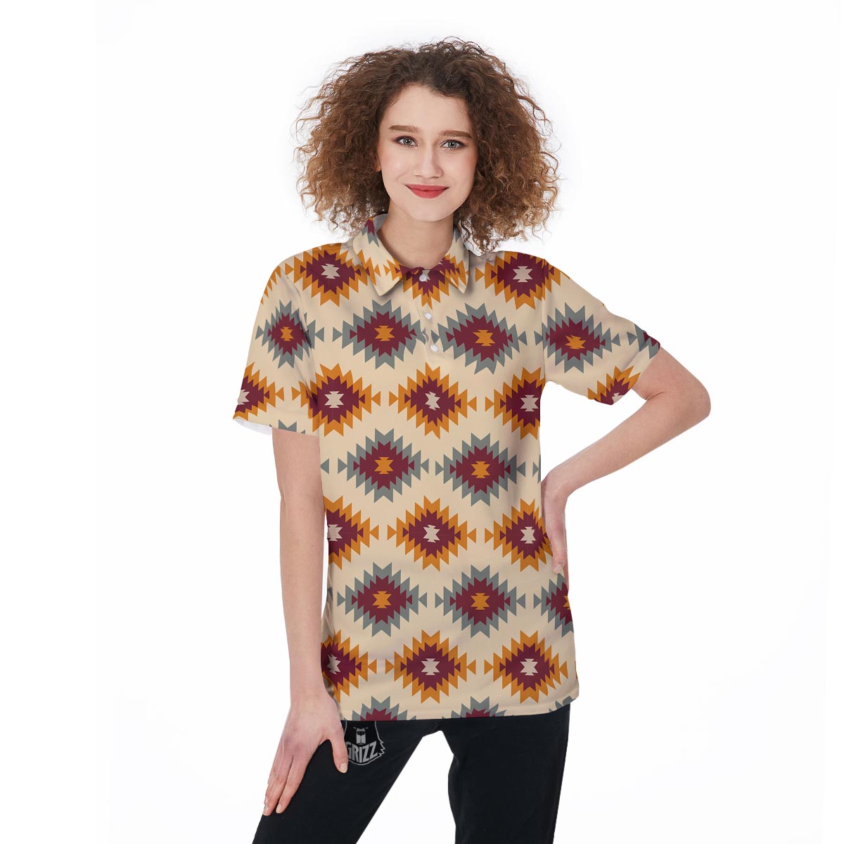 Navajo Tribal Southwestern Print Pattern Women's Golf Shirts-grizzshop