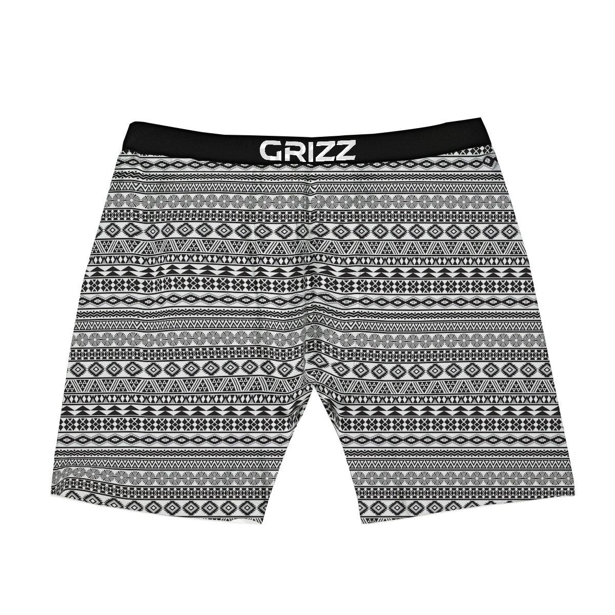 Navajo Tribal White And Black Print Boxer Briefs-grizzshop