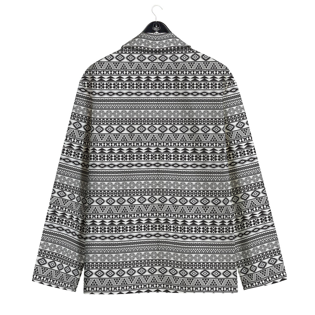 Navajo Tribal White And Black Print Men's Sport Coat-grizzshop