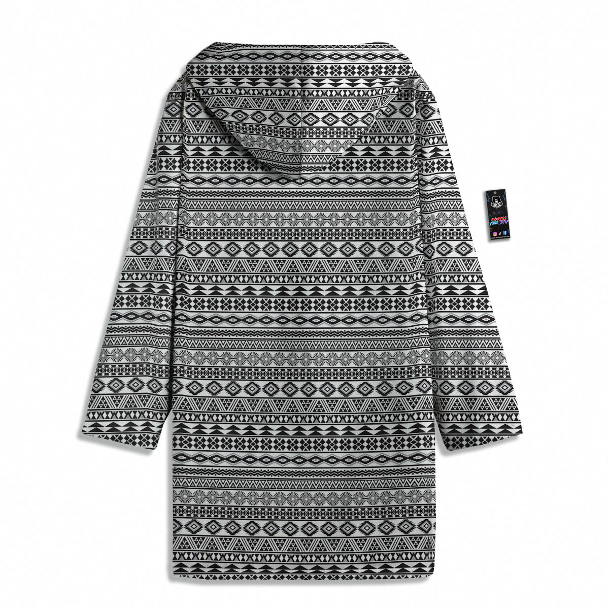 Navajo Tribal White And Black Print Men's Windbreaker Jacket-grizzshop