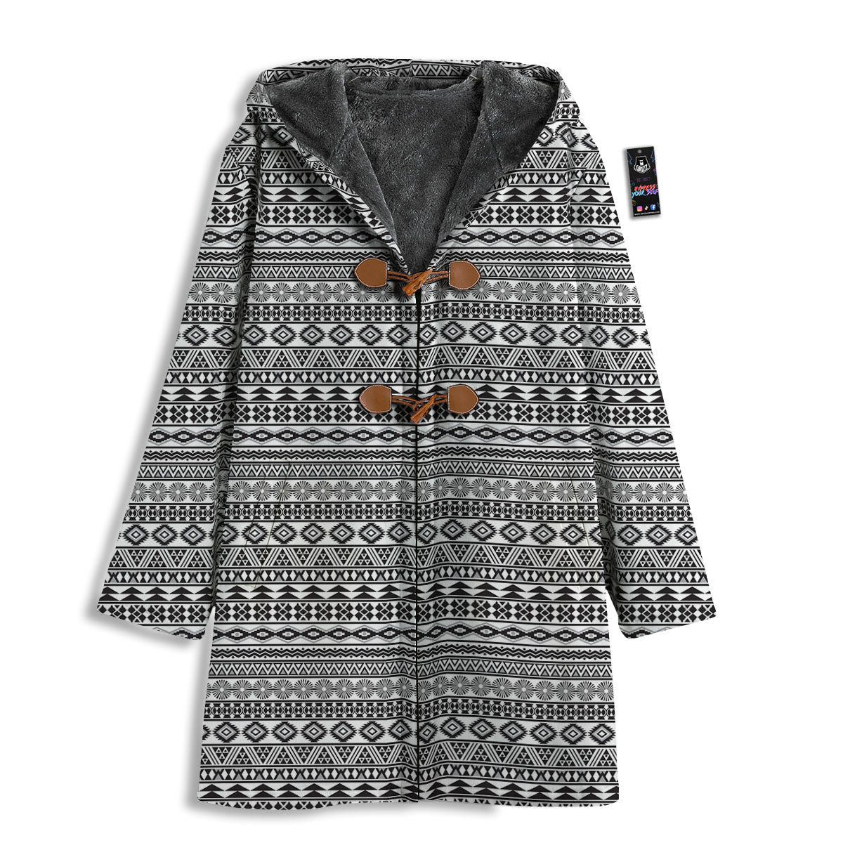 Navajo Tribal White And Black Print Men's Windbreaker Jacket-grizzshop
