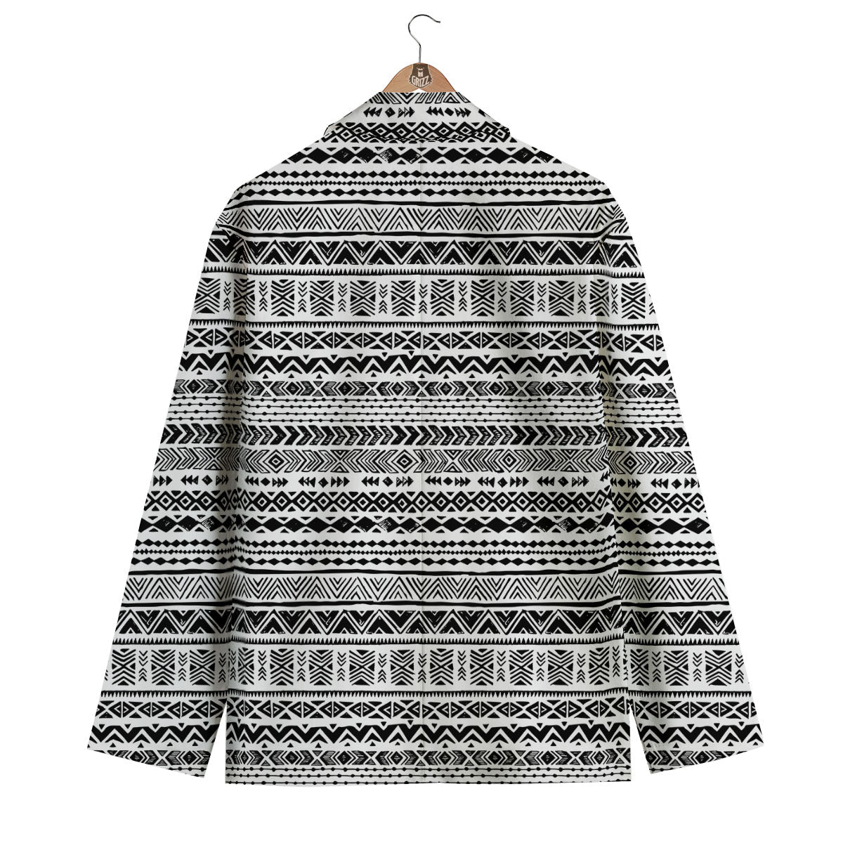 Navajo White And Black Print Pattern Men's Blazer-grizzshop