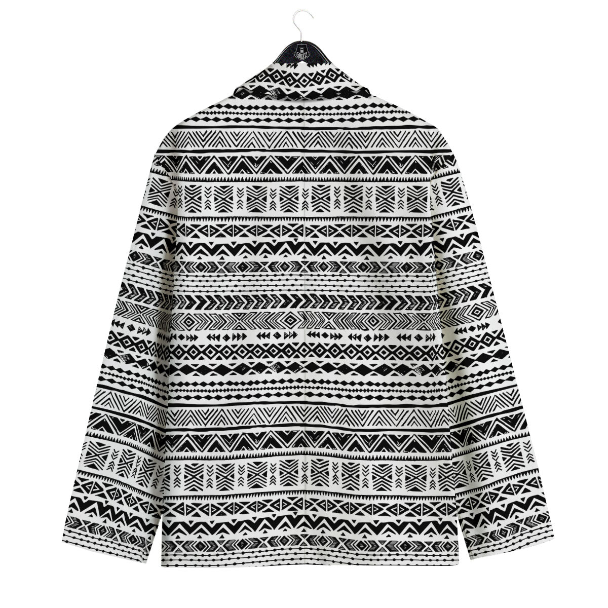 Navajo White And Black Print Pattern Men's Sport Coat-grizzshop