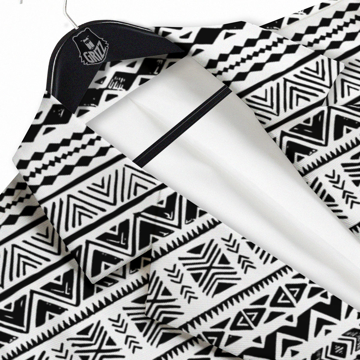 Navajo White And Black Print Pattern Men's Sport Coat-grizzshop