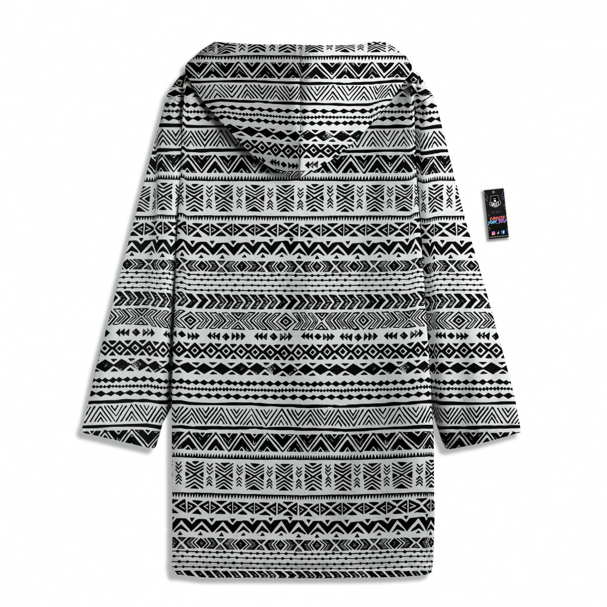 Navajo White And Black Print Pattern Men's Windbreaker Jacket-grizzshop
