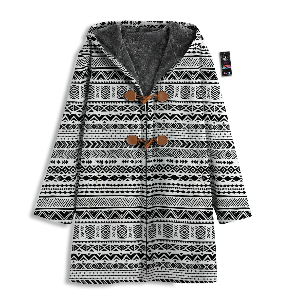 Navajo White And Black Print Pattern Men's Windbreaker Jacket-grizzshop