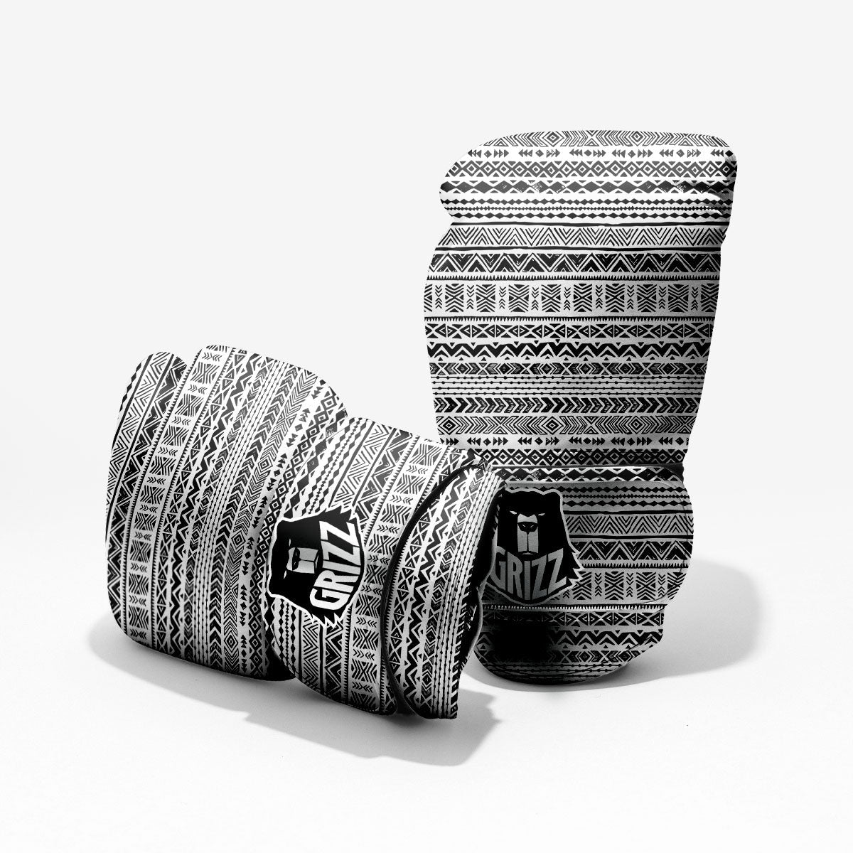 Navajo White And Black Print Pattern Pro Boxing Glove