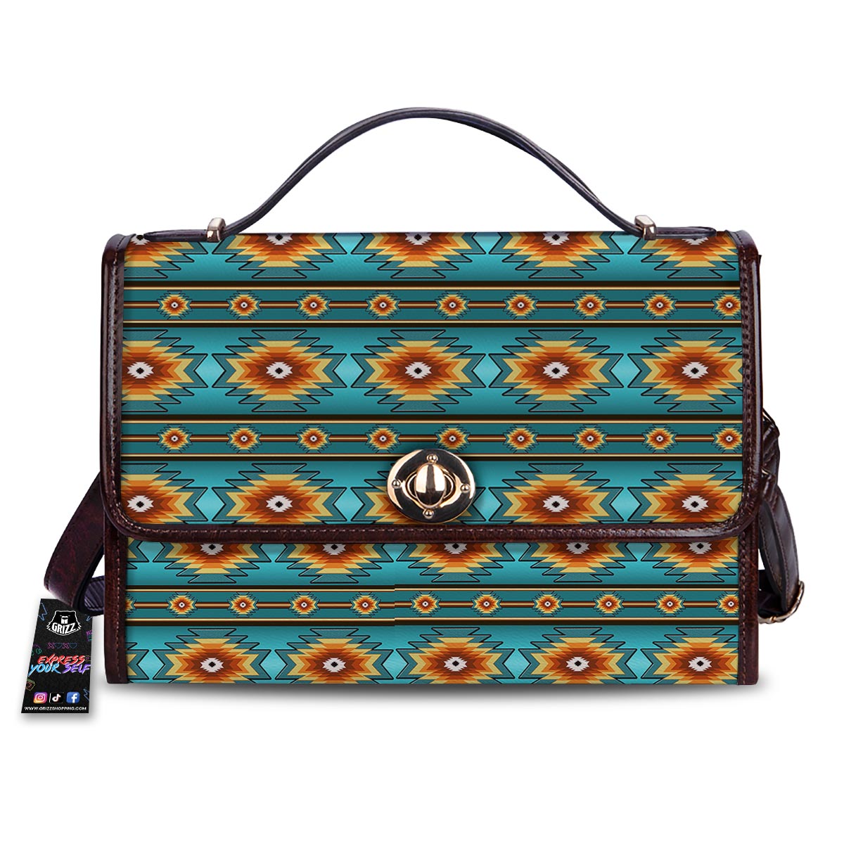 Navajo Teal Southwestern Print Pattern Women's Satchel Bag