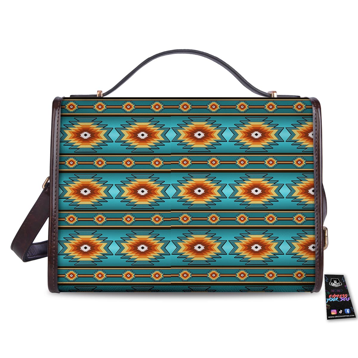 Navajo Teal Southwestern Print Pattern Women's Satchel Bag