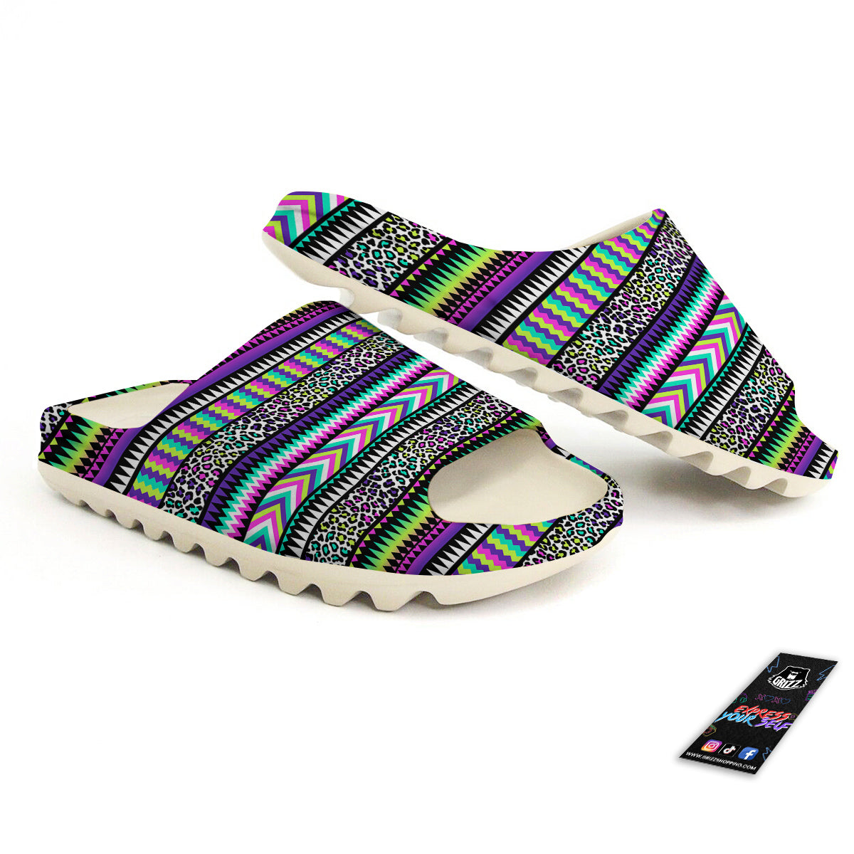 Navajo Tribal Colorful Leopard Print Sandals-grizzshop
