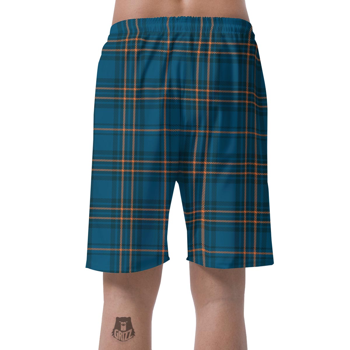 Navy Blue Plaid Tartan Men's Shorts-grizzshop