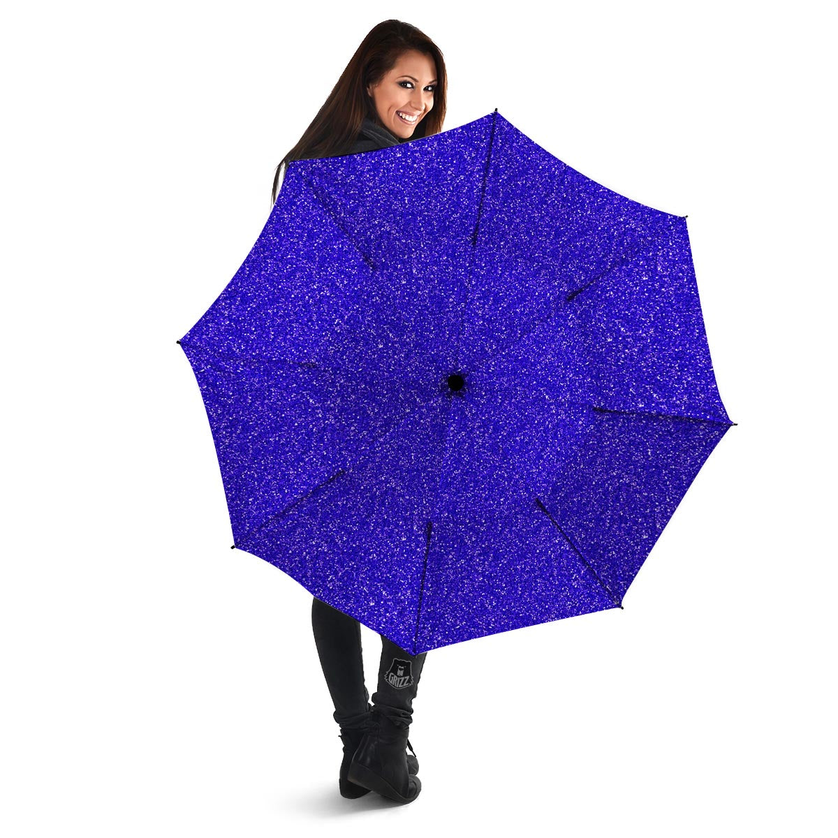 Navy Glitter Artwork Print Umbrella-grizzshop