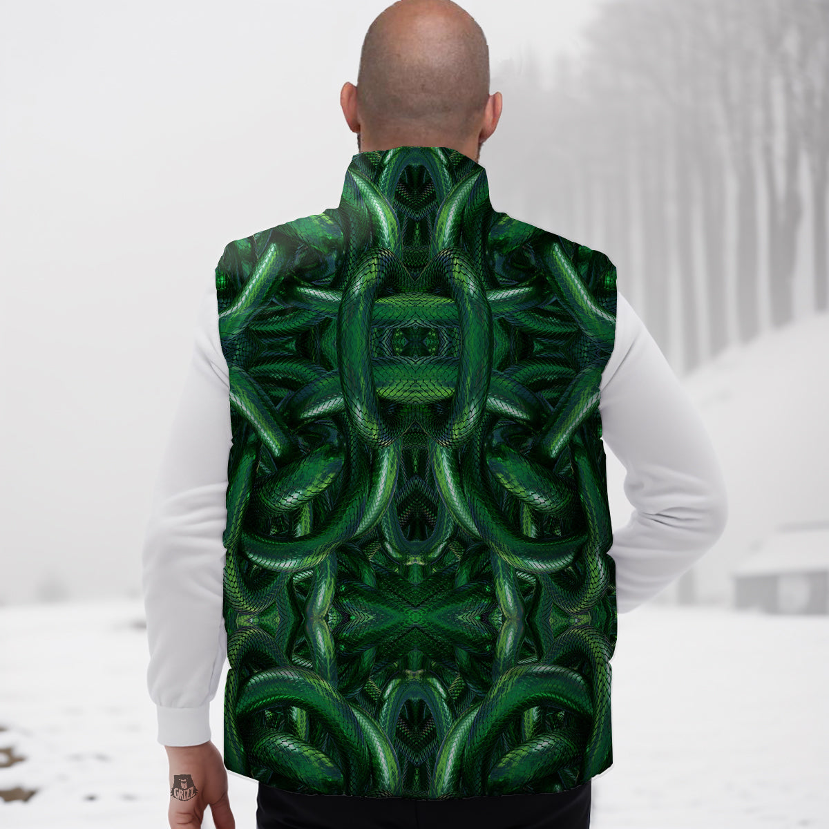 Navy Seahorse Pattern Print Down Vest
