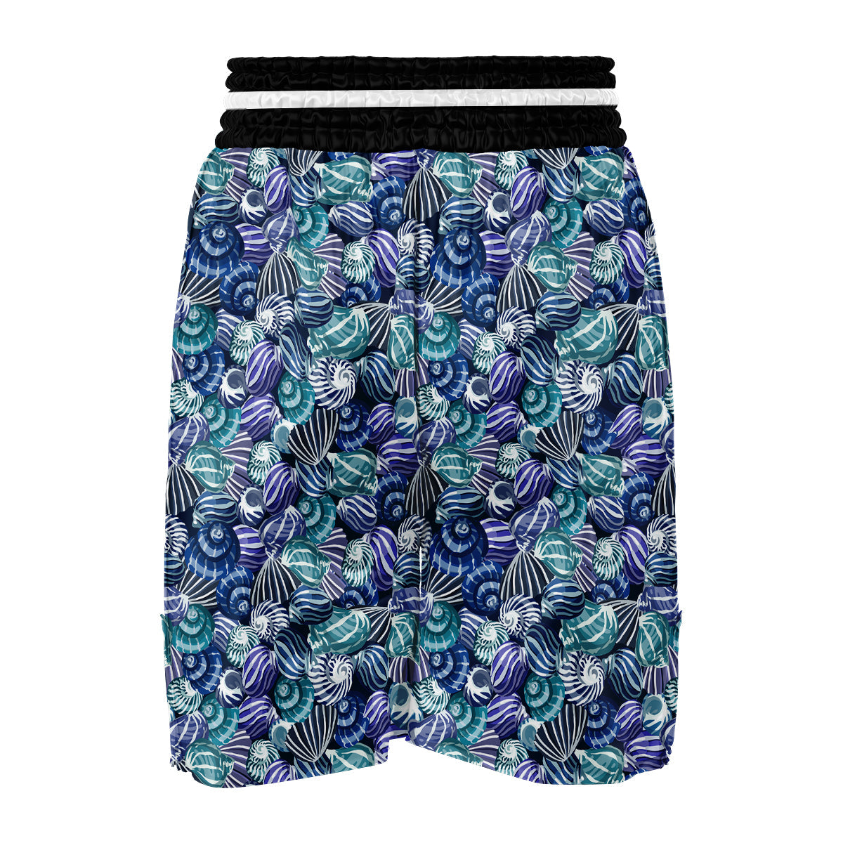 Navy Snail Pattern Print Boxing Shorts-grizzshop