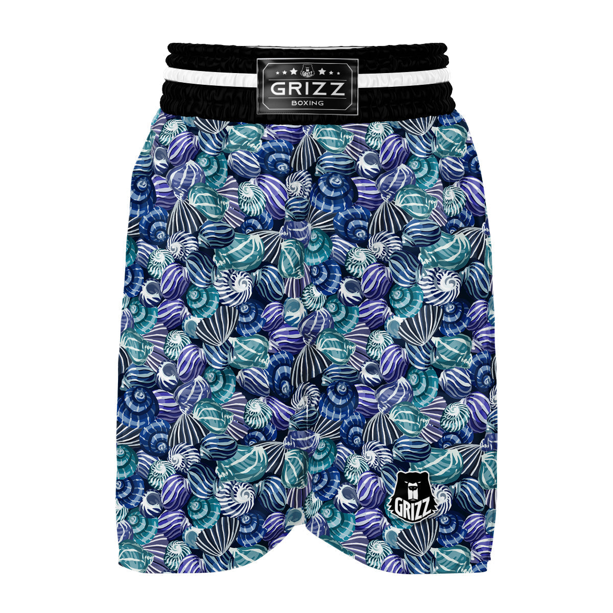 Navy Snail Pattern Print Boxing Shorts-grizzshop