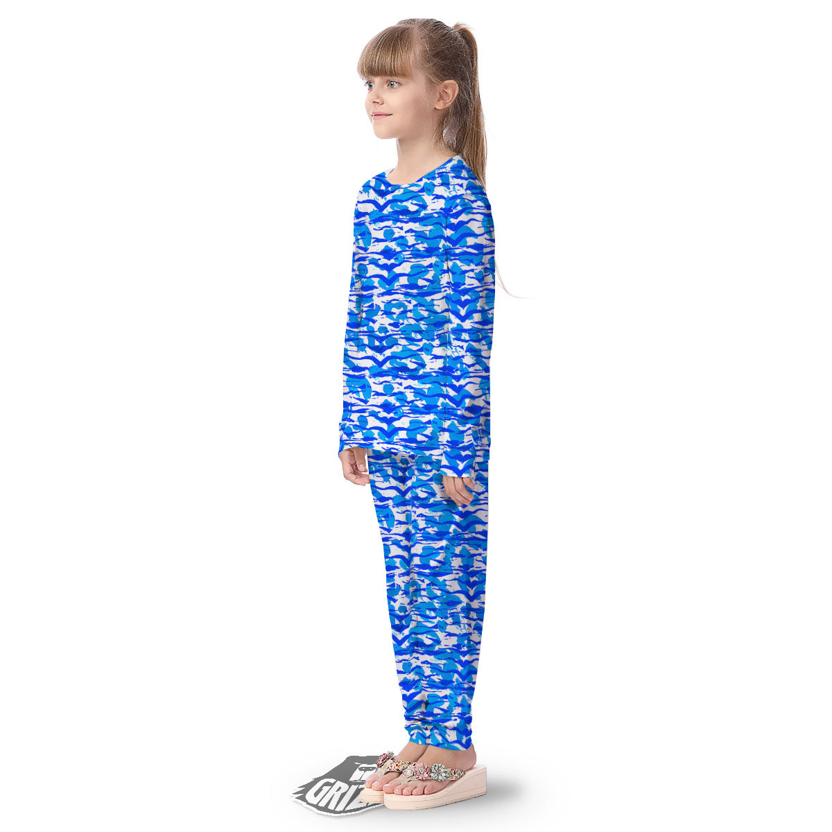 Navy Tiger Stripe Camouflage Seamless Print Pattern Kid's Pajamas-grizzshop
