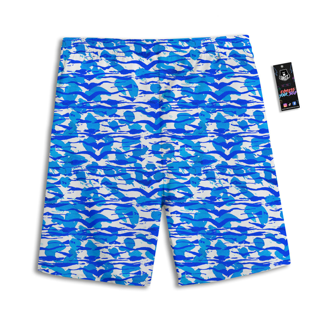 Navy Tiger Stripe Camouflage Seamless Print Pattern Men's Athletic Shorts