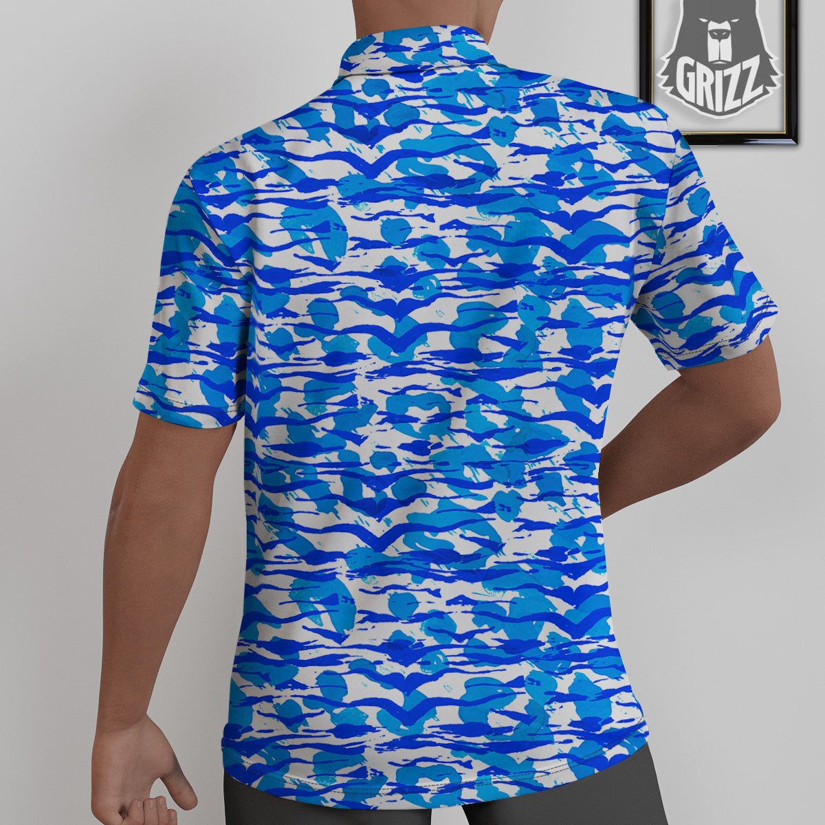 Navy Tiger Stripe Camouflage Seamless Print Pattern Untucked Shirts-grizzshop