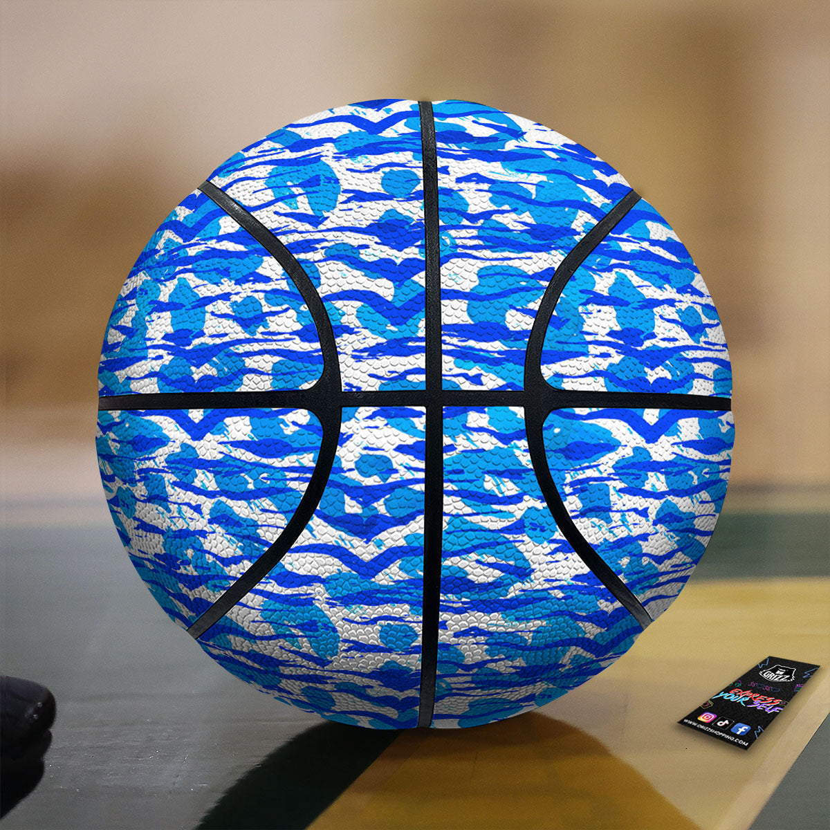 Navy Tiger Stripe Camouflage Seamless Print Pattern Basketball