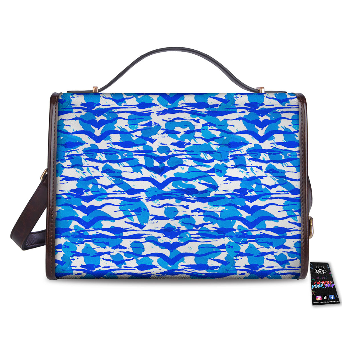 Navy Tiger Stripe Camouflage Seamless Print Pattern Women's Satchel Bag
