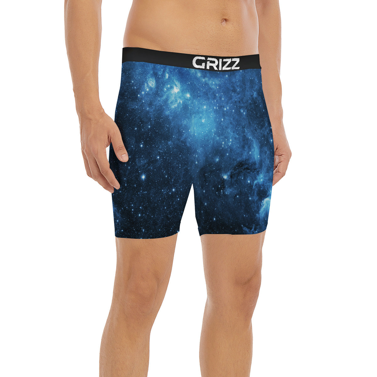 Nebula Galaxy Space Blue Light Print Boxer Briefs-grizzshop