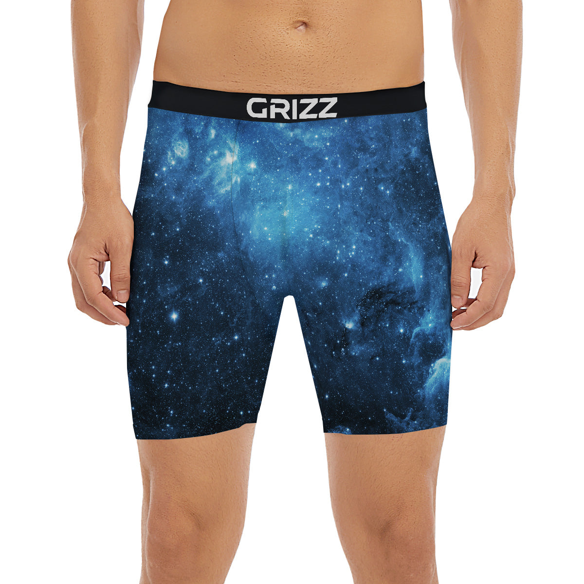 Nebula Galaxy Space Blue Light Print Boxer Briefs-grizzshop