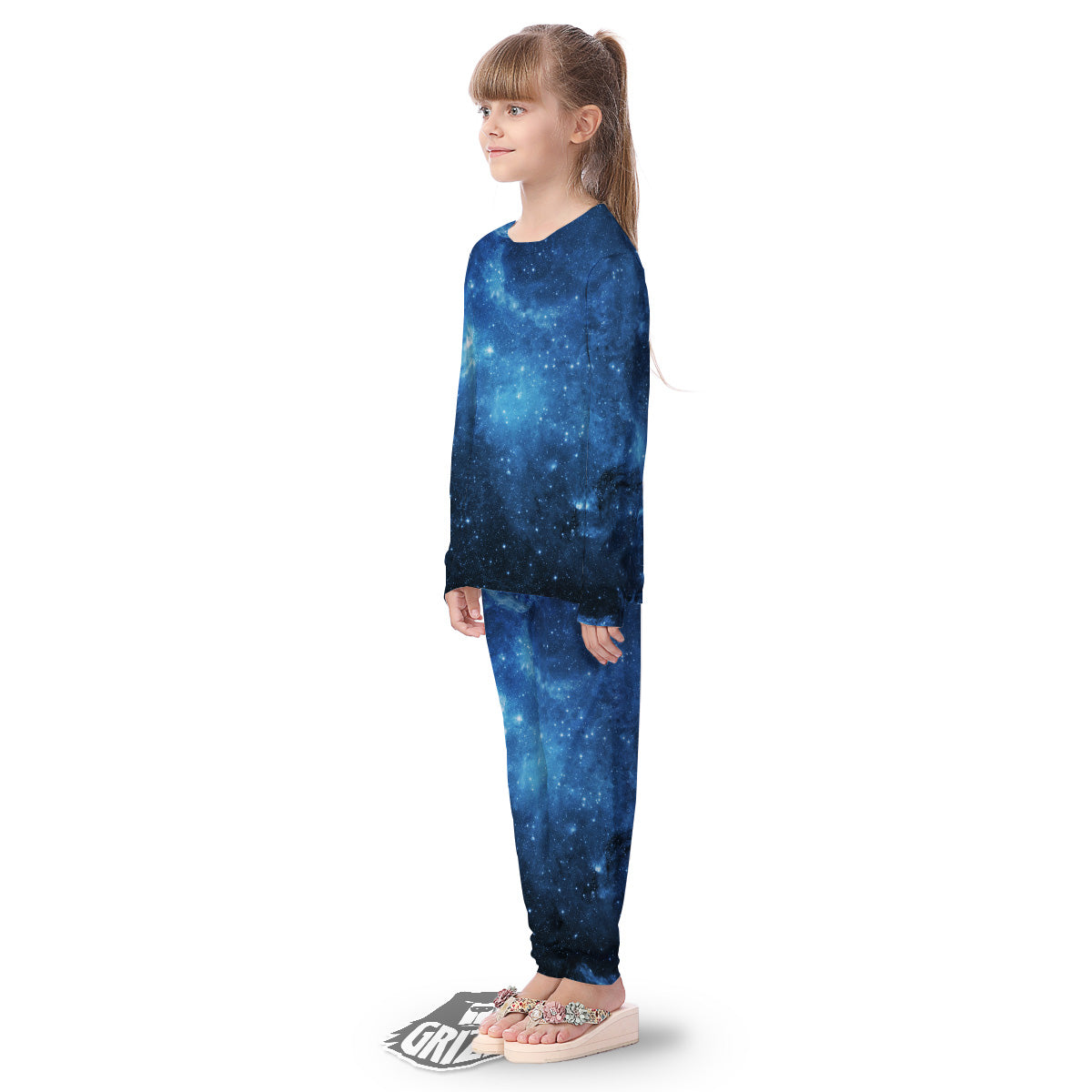 Nebula Galaxy Space Blue Light Print Kid's Pajamas-grizzshop