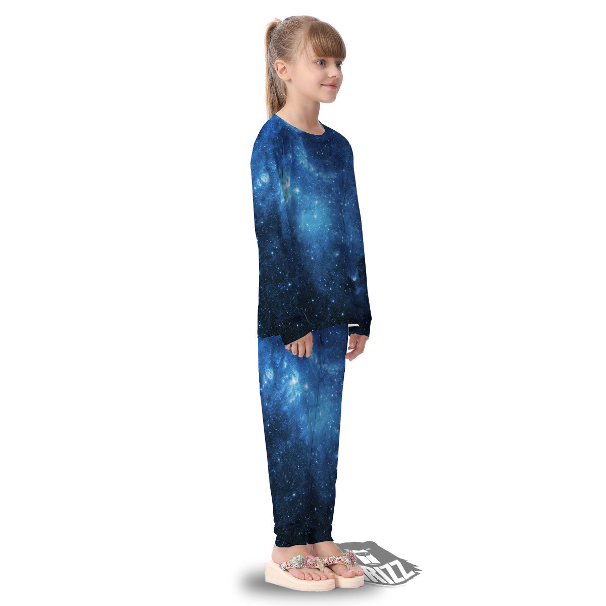 Nebula Galaxy Space Blue Light Print Kid's Pajamas-grizzshop