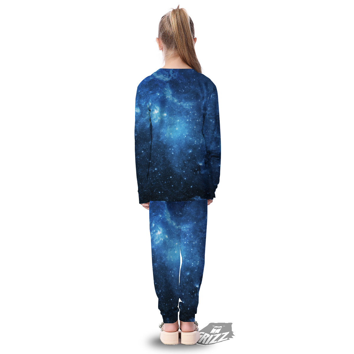 Nebula Galaxy Space Blue Light Print Kid's Pajamas-grizzshop