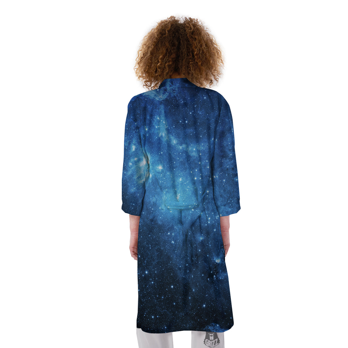 Nebula Galaxy Space Blue Light Print Kimono-grizzshop