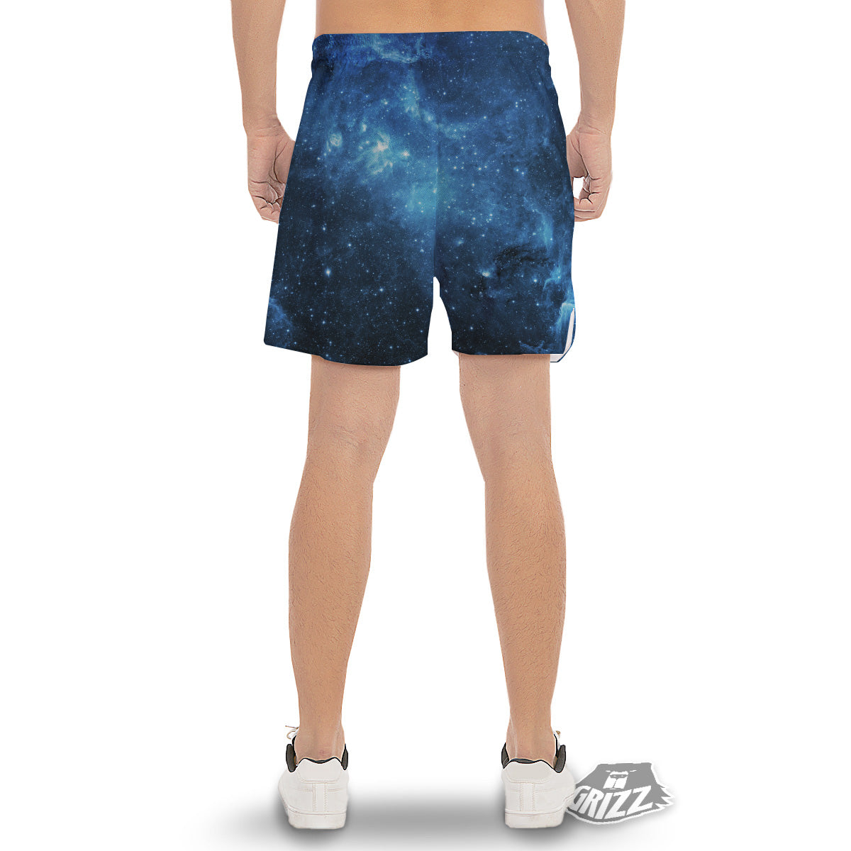 Nebula Galaxy Space Blue Light Print Men's Gym Shorts-grizzshop