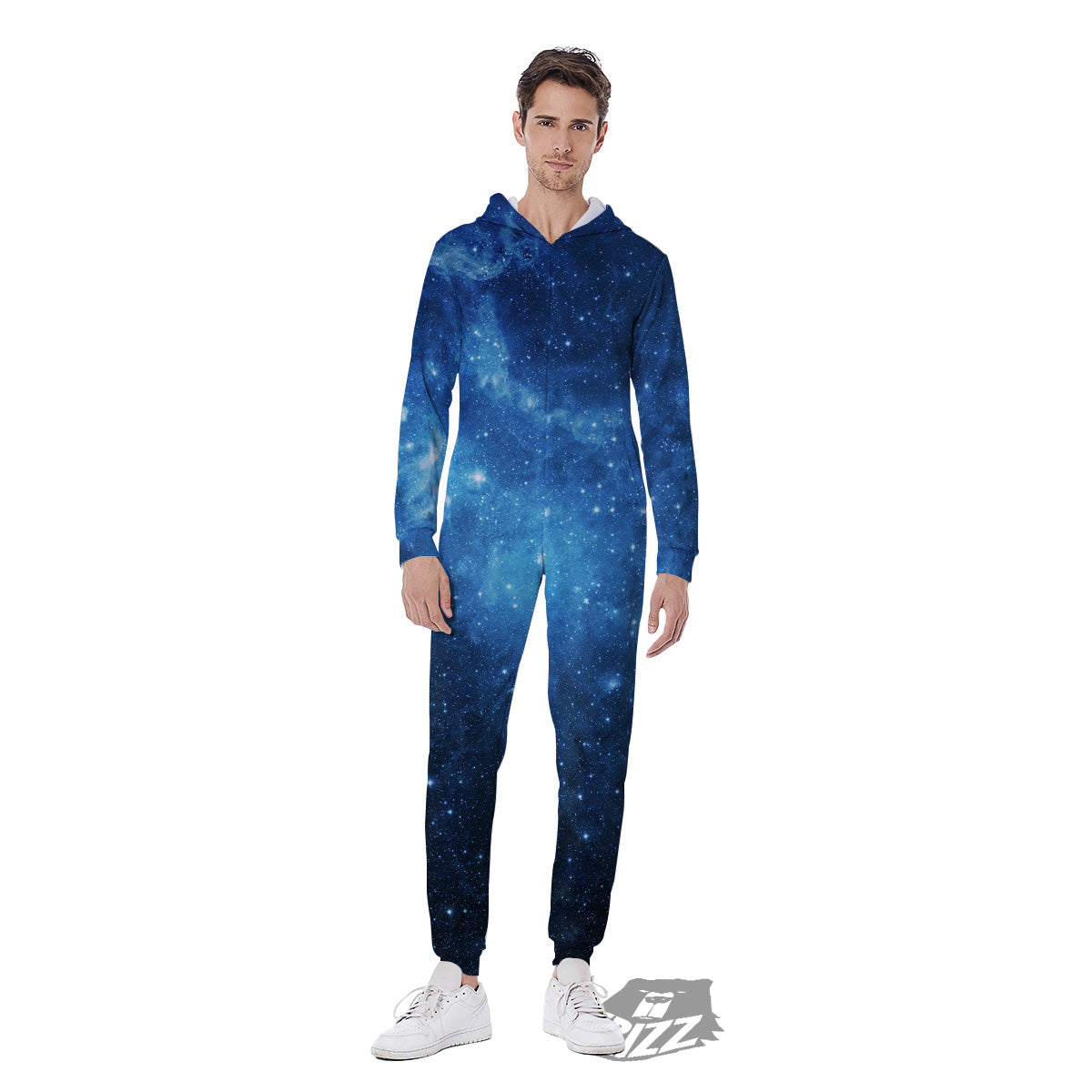 Nebula Galaxy Space Blue Light Print Men's Jumpsuit-grizzshop