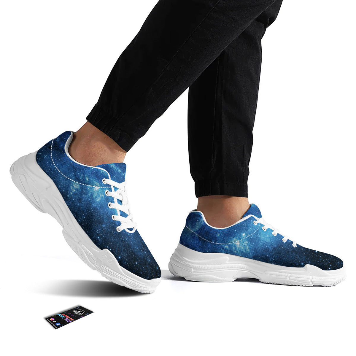 Nebula Galaxy Space Blue Light Print White Chunky Shoes-grizzshop
