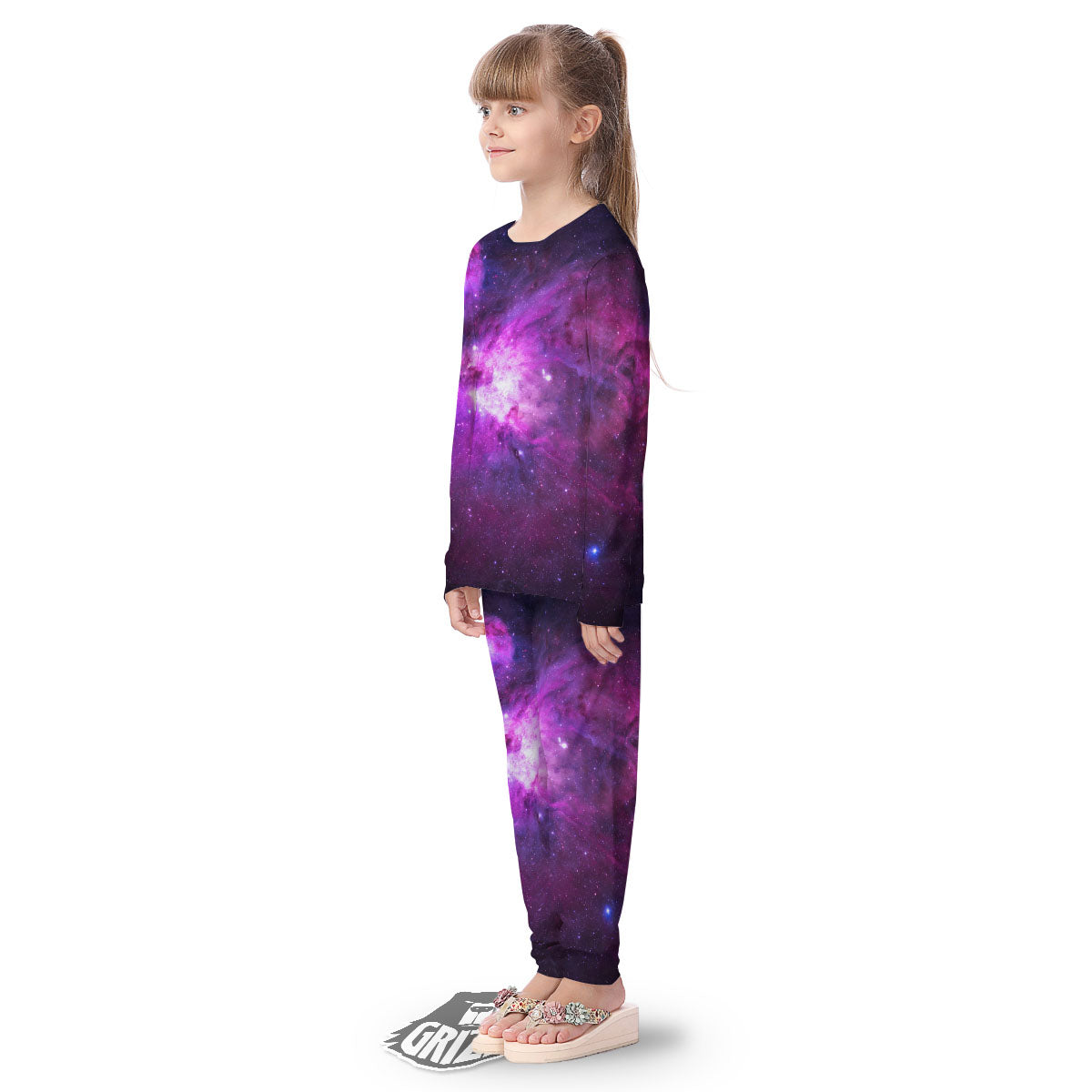 Nebula Galaxy Space Purple Stars Print Kid's Pajamas-grizzshop
