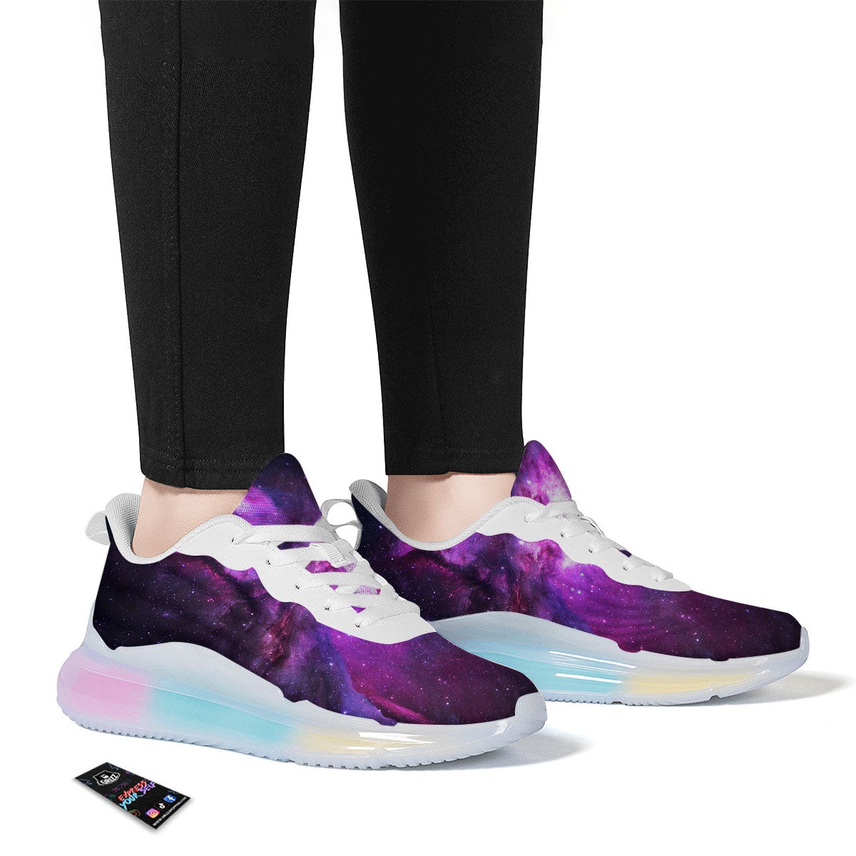 Nebula Galaxy Space Purple Stars Print Running Sneakers-grizzshop
