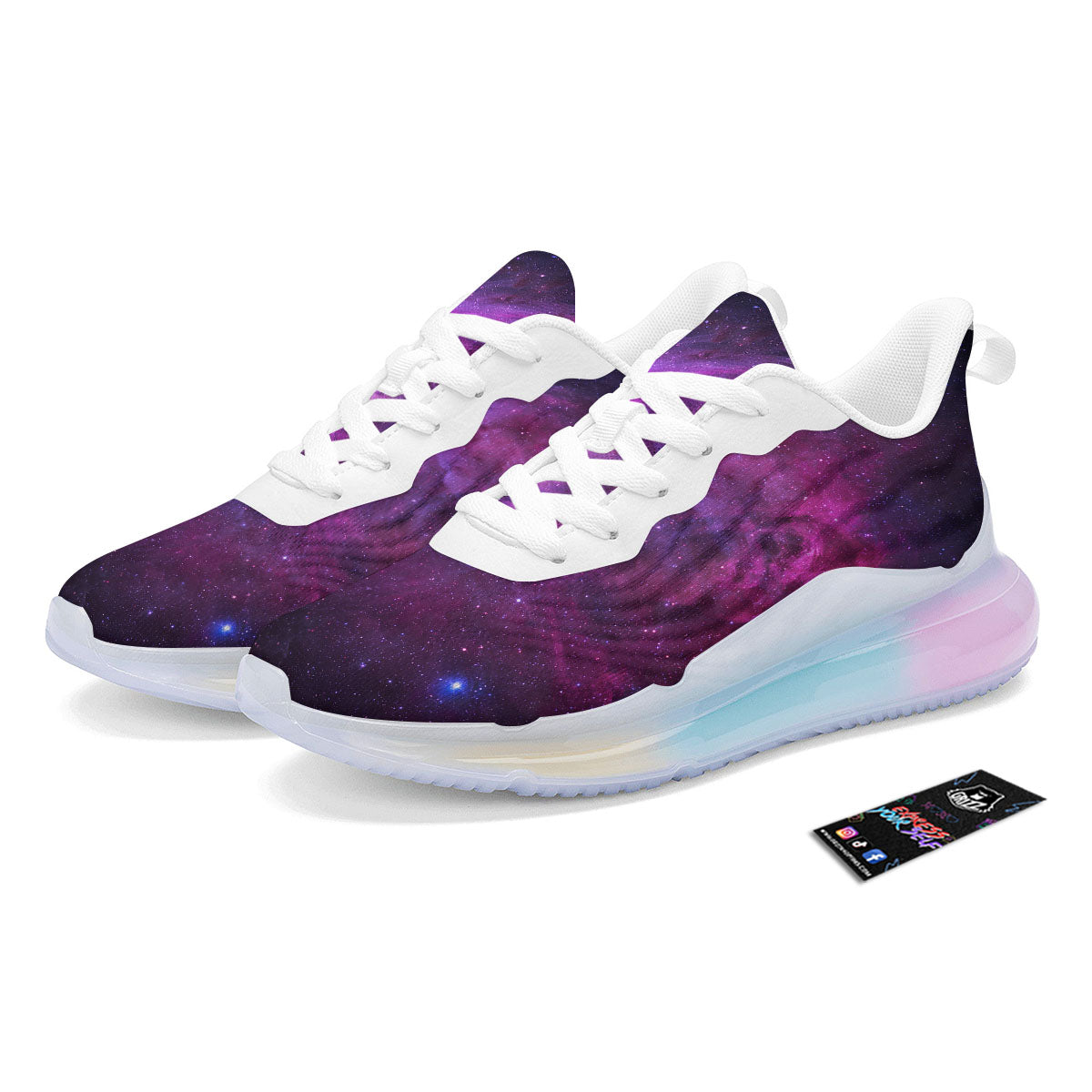 Nebula Galaxy Space Purple Stars Print Running Sneakers-grizzshop