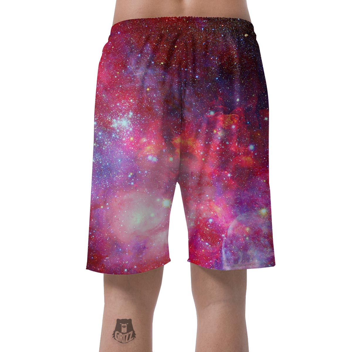 Nebula Red Galaxy Space Men's Shorts-grizzshop